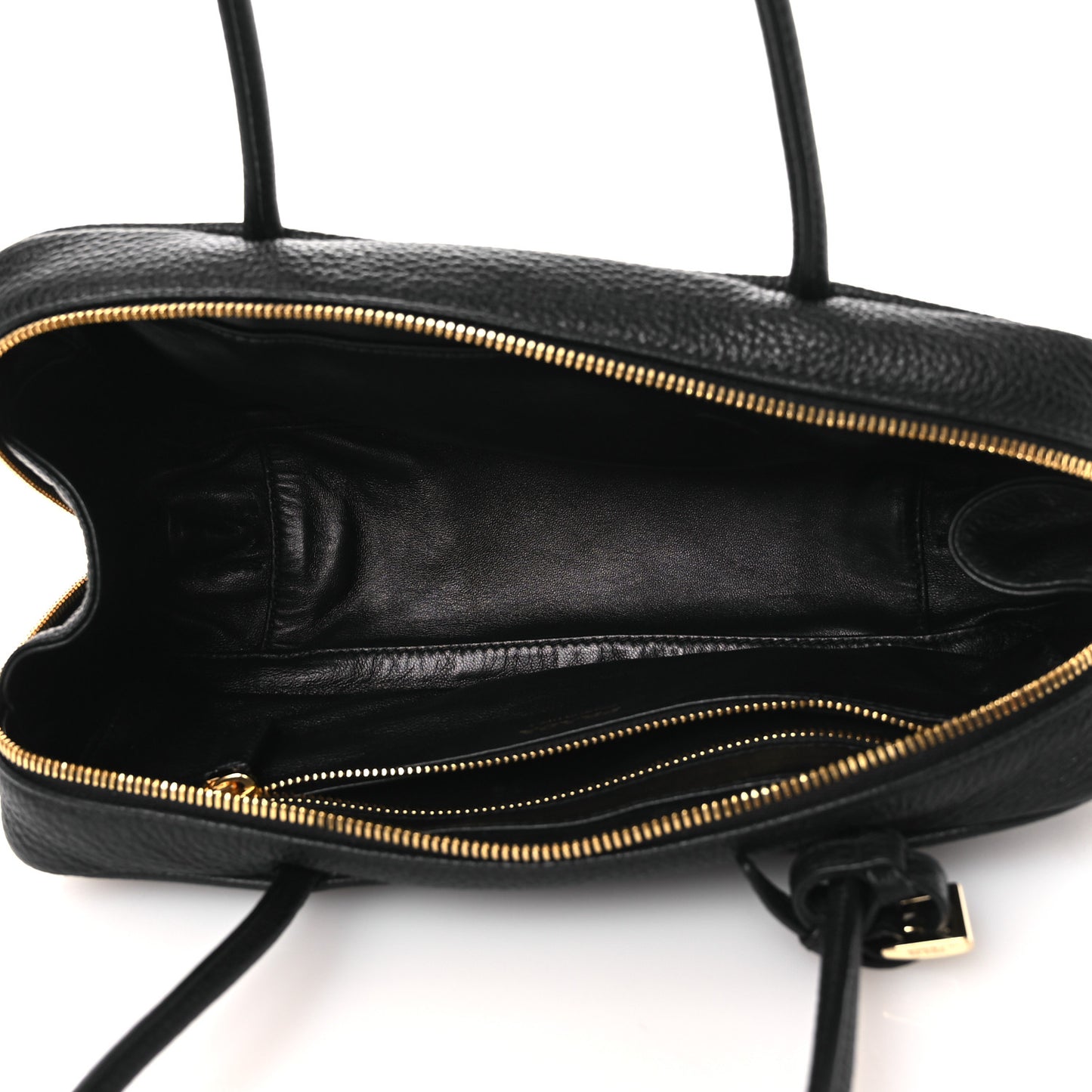Vitello Daino Medium East West Top Handle Bag Black