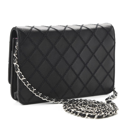 Chanel Calfskin Whipstitch Wallet On Chain WOC Black 3 of 12