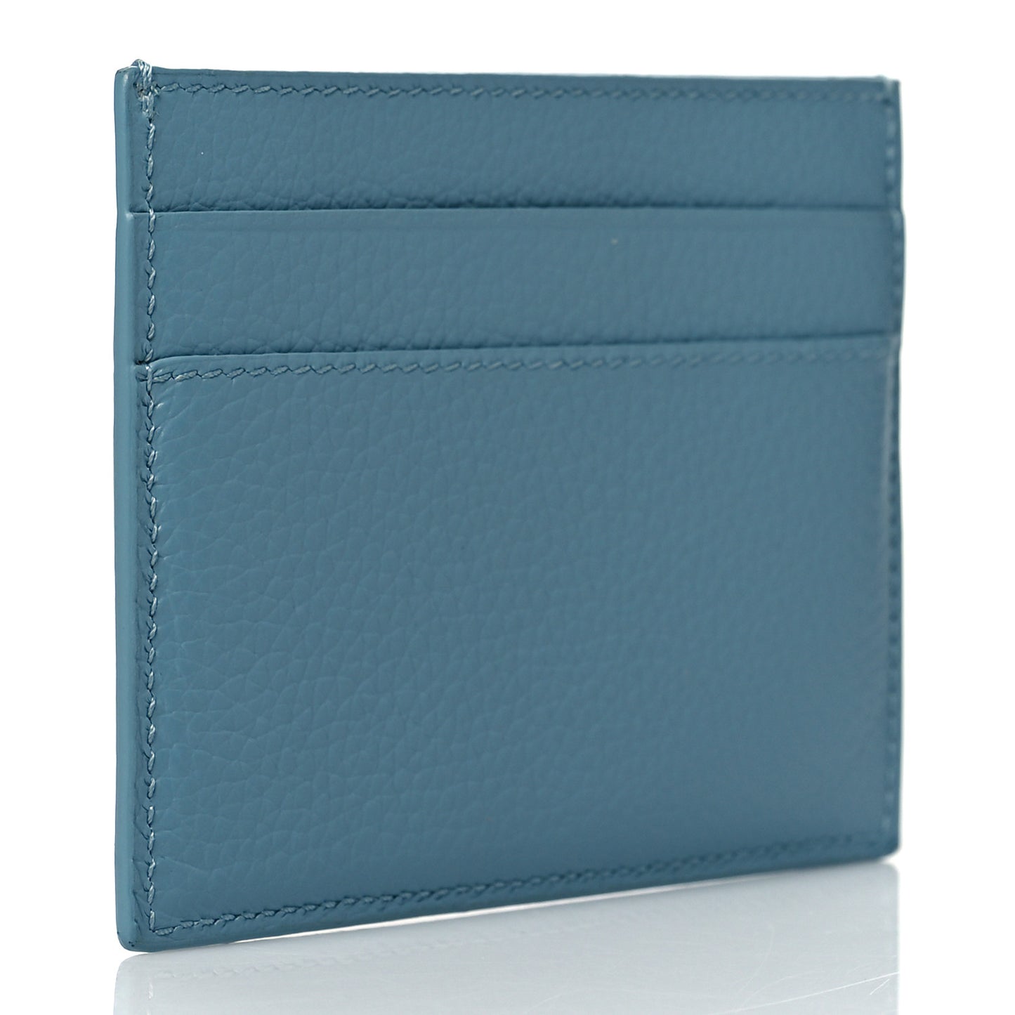 Grained Calfskin Neo Classic Silver Hardware City Card Holder Blue Grey