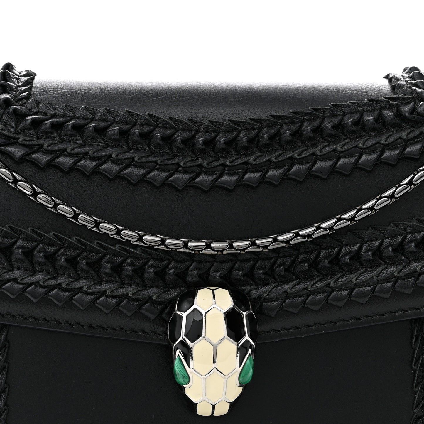 Calfskin Plisse Serpenti Forever Crossbody Bag Black