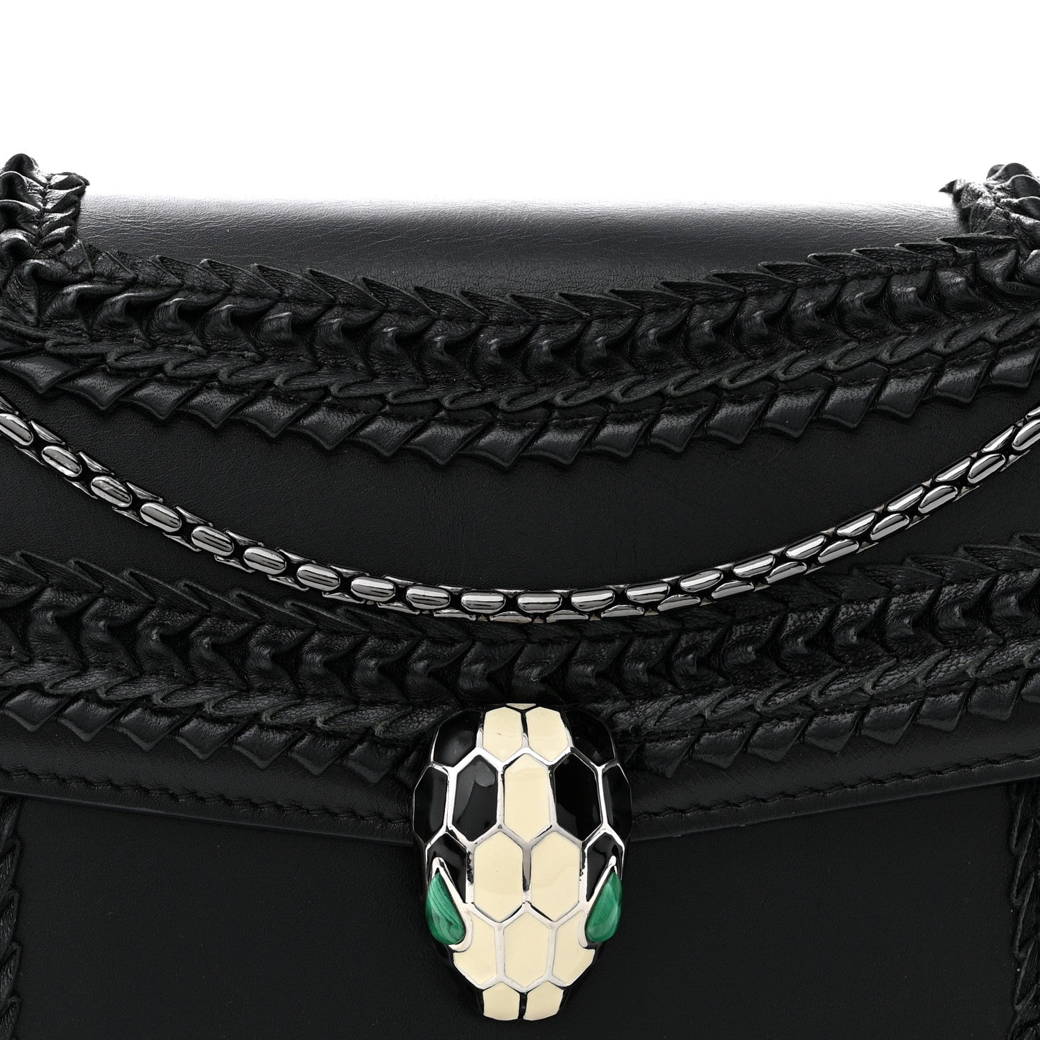 Bulgari Calfskin Plisse Serpenti Forever Crossbody Bag Black 7 of 14