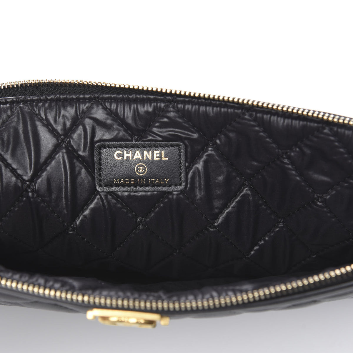 Lambskin Quilted Large Boy Cosmetic Case Black