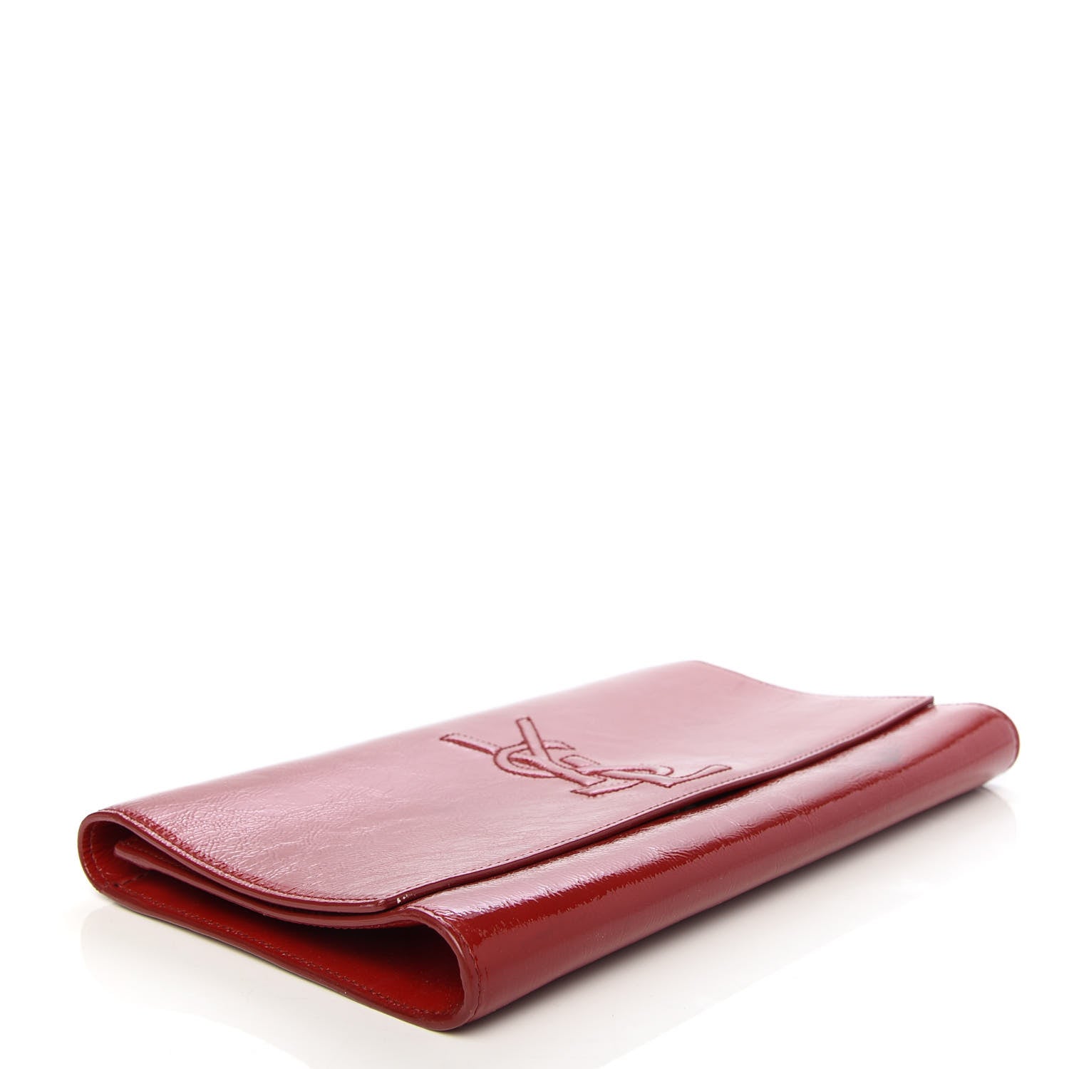 Saint Laurent Textured Patent Monogram Large Belle De Jour Clutch Red 4 of 7