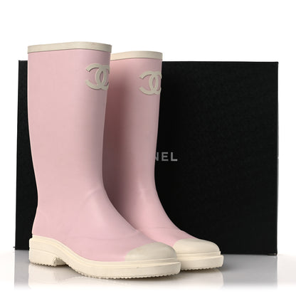 Chanel Caoutchouk CC High Boots 40 Light Pink White 15 of 15