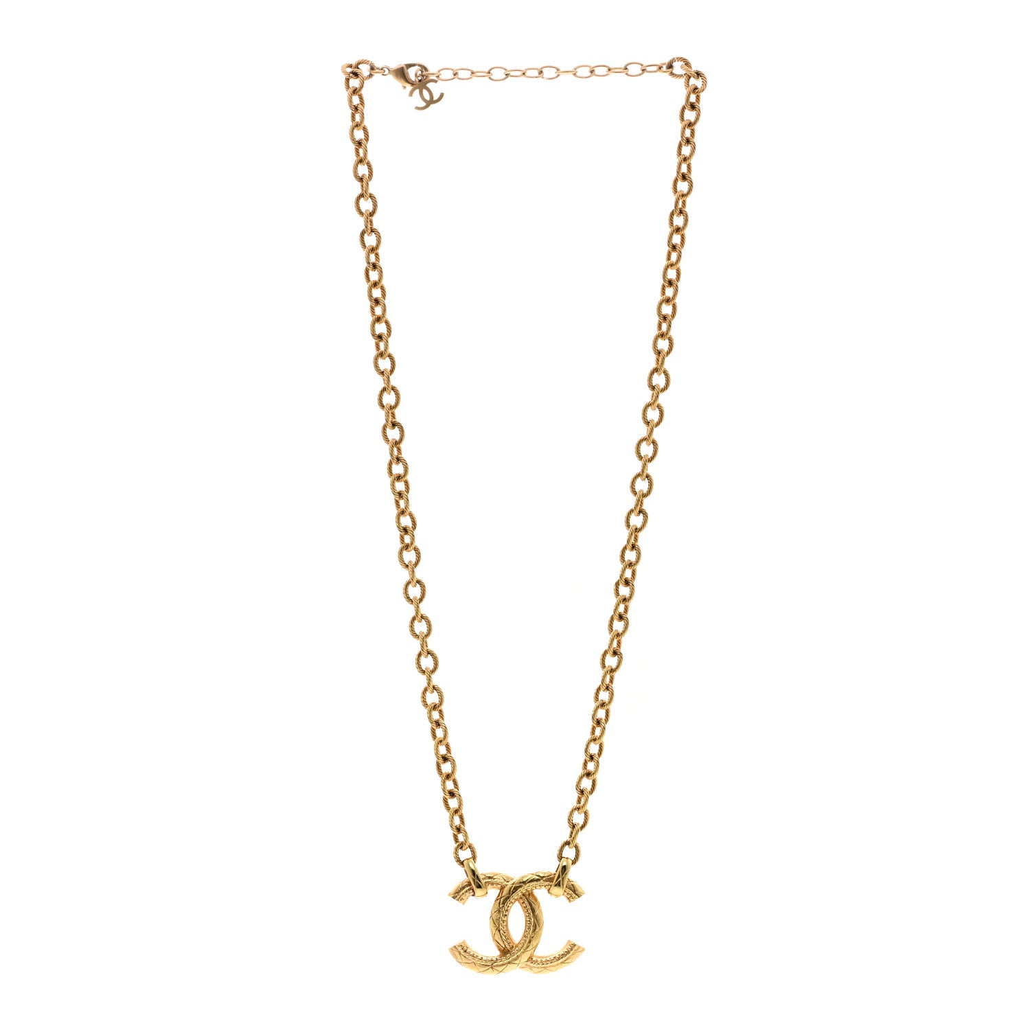 Chanel Metal Quilted CC Necklace Gold 3 of 5
