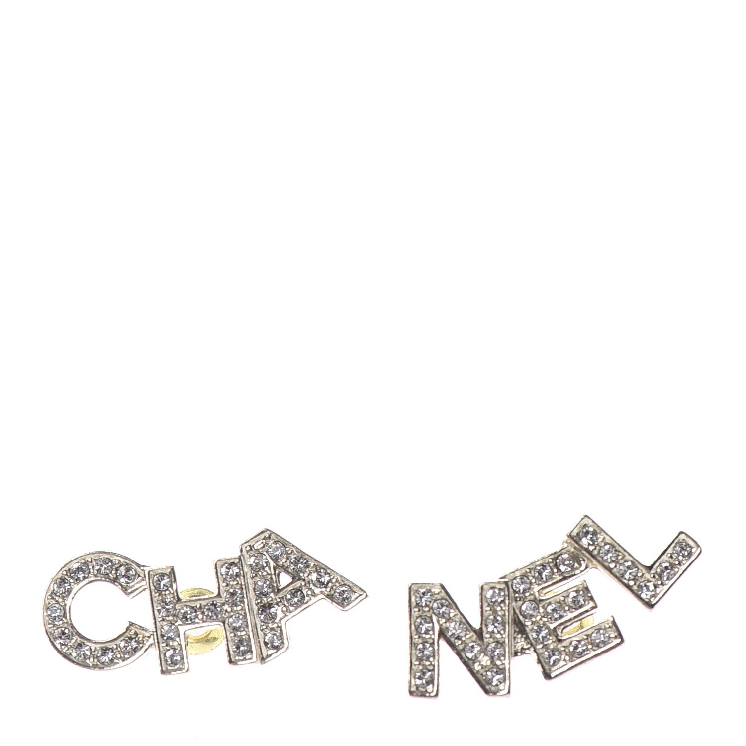 Chanel Crystal Pearl Signature Stud Earrings Gold 1 of 4