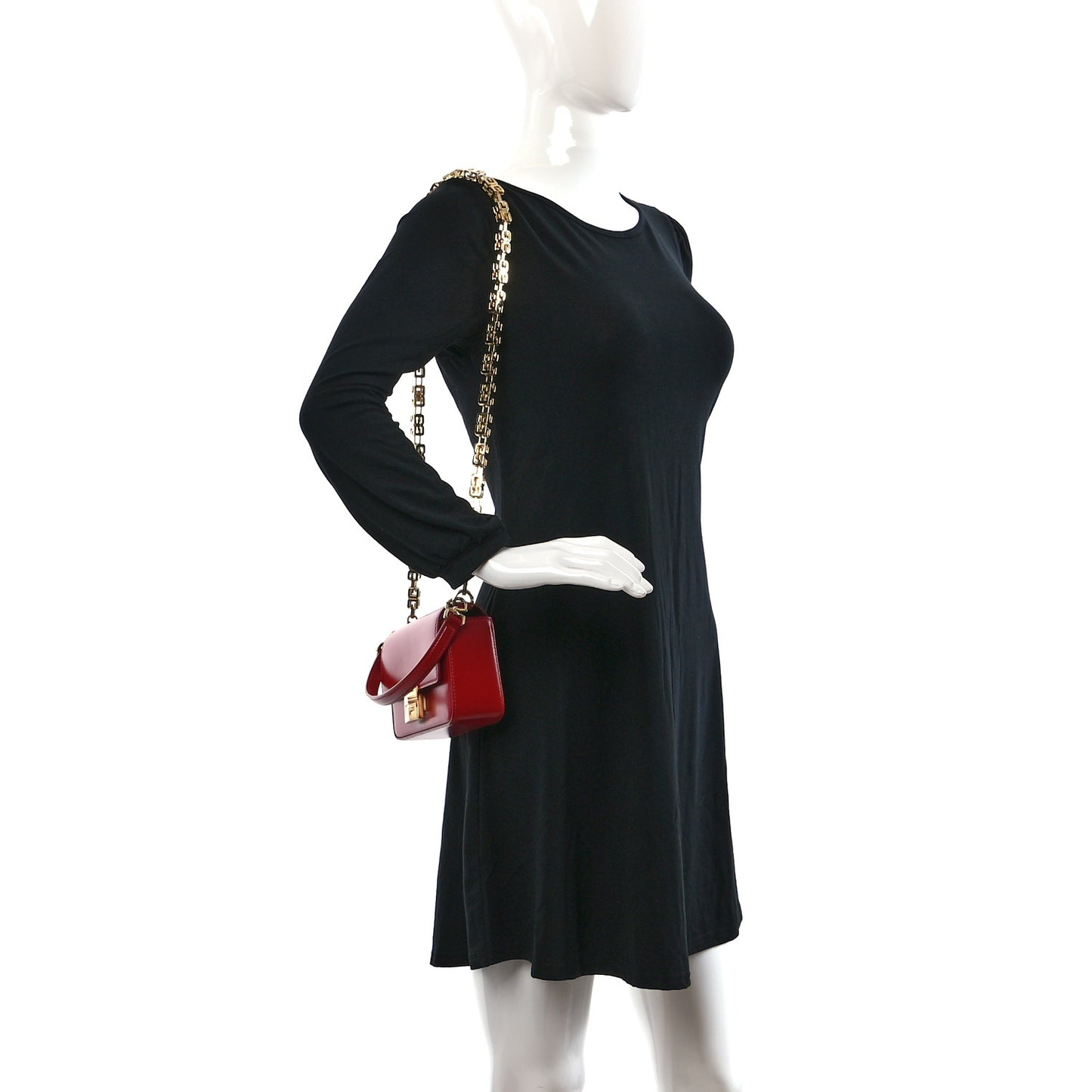 Box Calfskin Small 4G Cube Chain Shoulder Bag Dark Red
