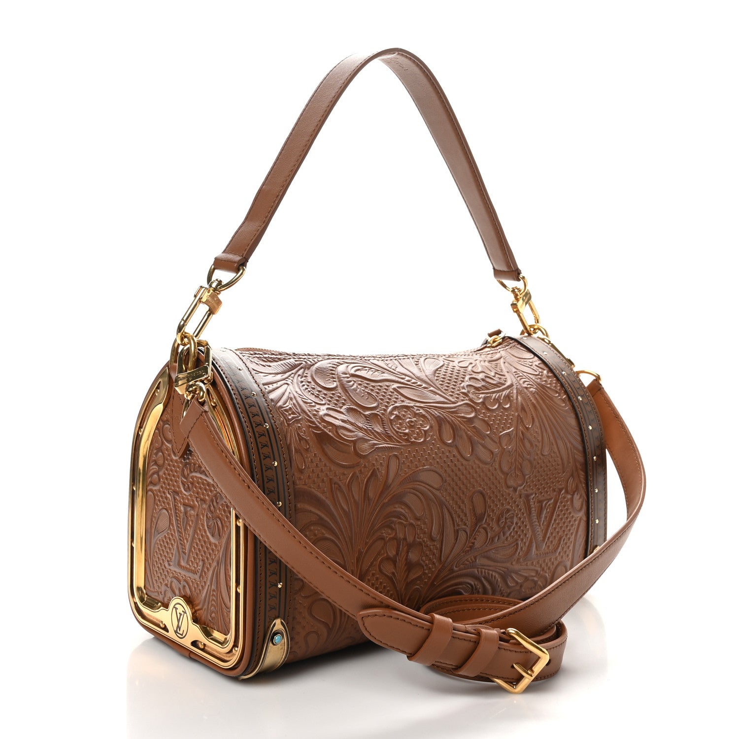 Louis Vuitton Supple Calfskin Embossed Virginia Cowboy Speedy Bandouliere Brown 3 of 9