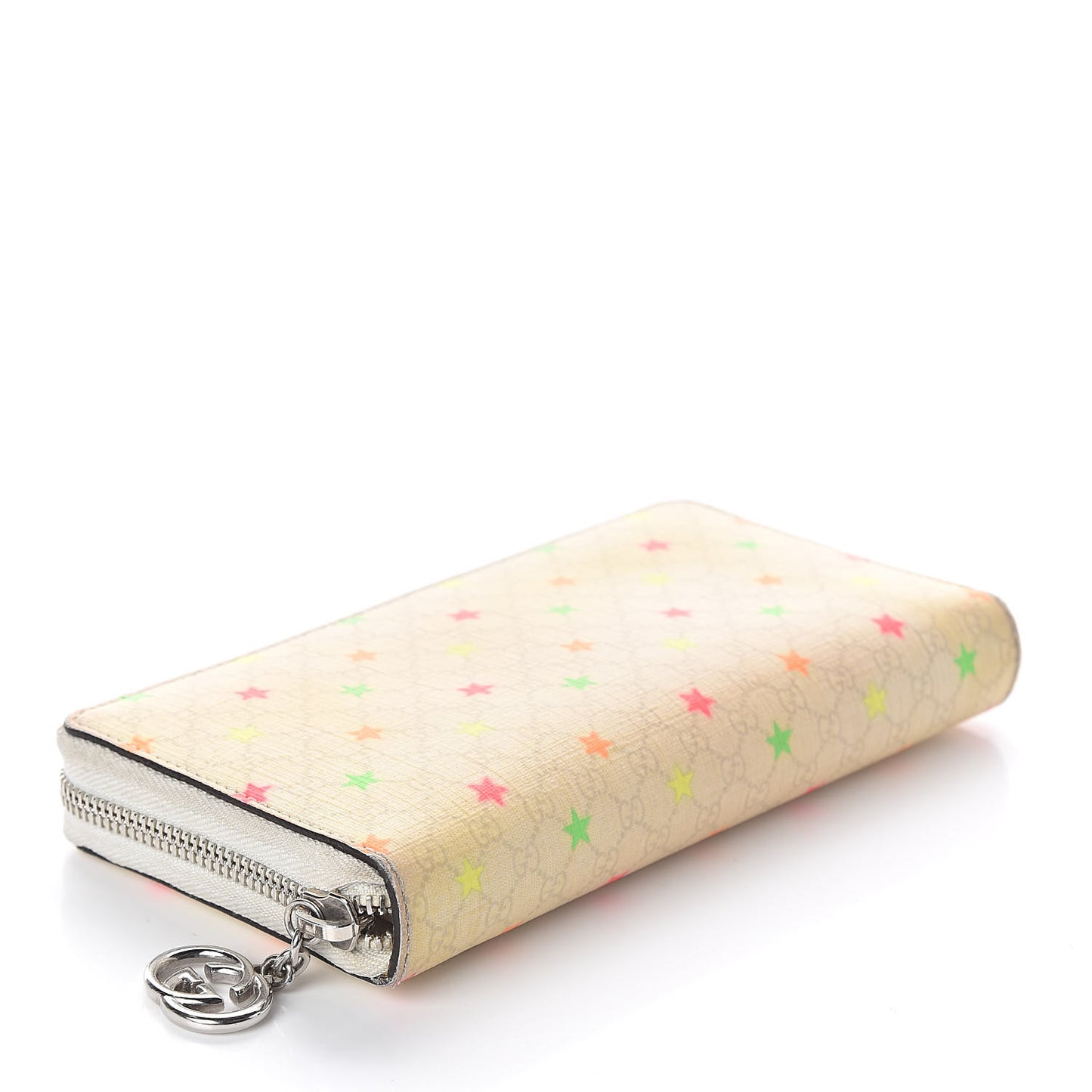 Micro GG Supreme Stars GG Pierce Zip Around Wallet White
