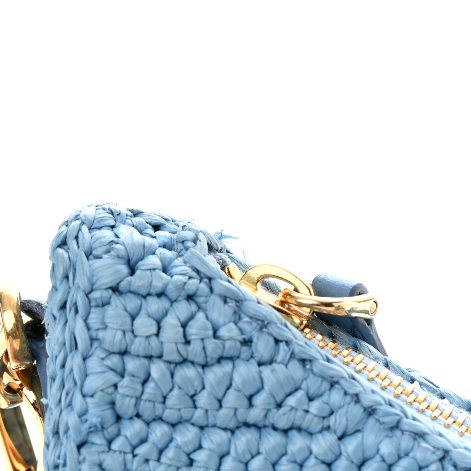 Prada Yarn Raffia Effect Crochet Re-Edition 2005 Shoulder Bag Celeste 11 of 14