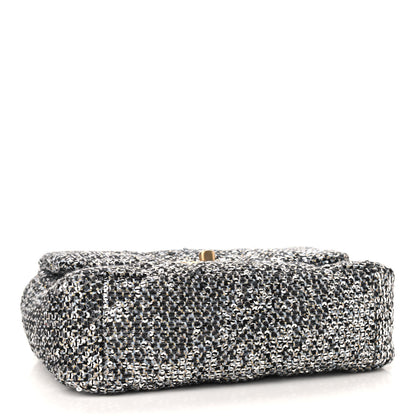 Chanel Sequin Quilted Medium Chanel 19 Flap Silver 4 of 9