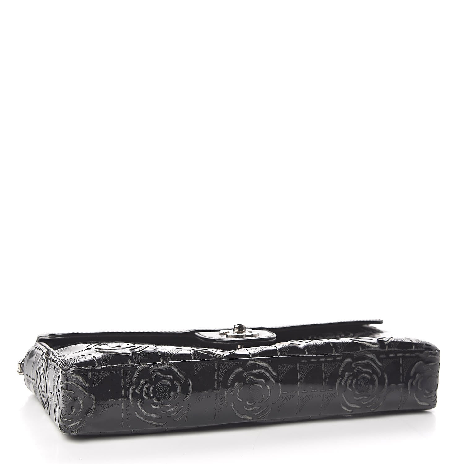 Chanel Patent Perforated Camellia East West Flap Black 4 of 11