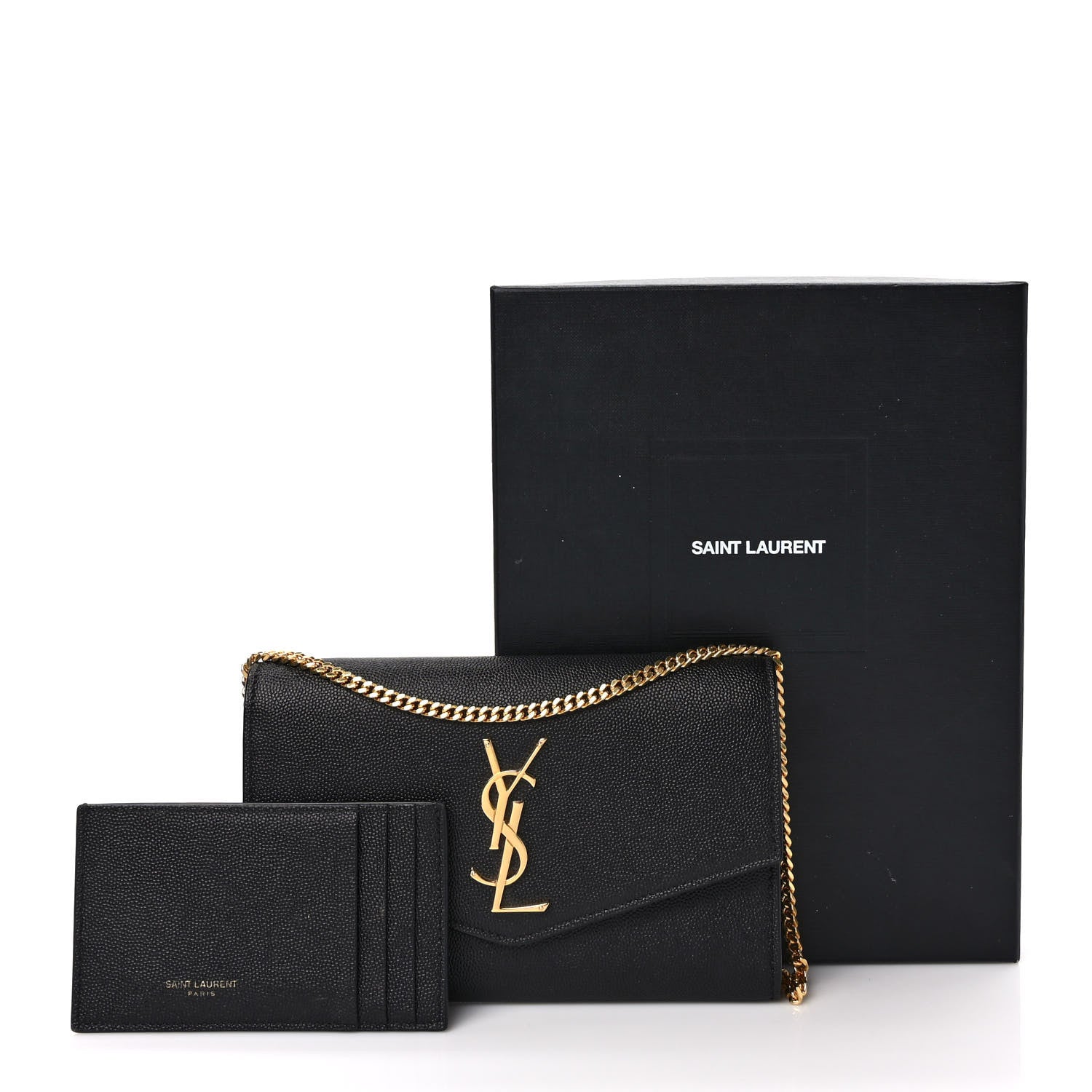 Saint Laurent Grain de Poudre Uptown Chain Wallet Black 10 of 10