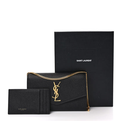 Saint Laurent Grain de Poudre Uptown Chain Wallet Black 10 of 10