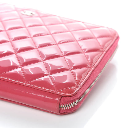 Chanel Patent Calfskin Quilted Zipped Clutch Pink 6 of 12