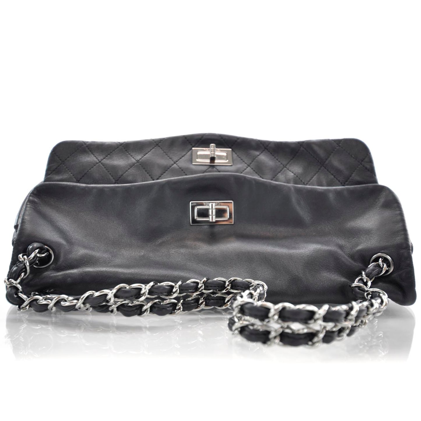 Lambskin Double Mademoiselle Jumbo Flap Black
