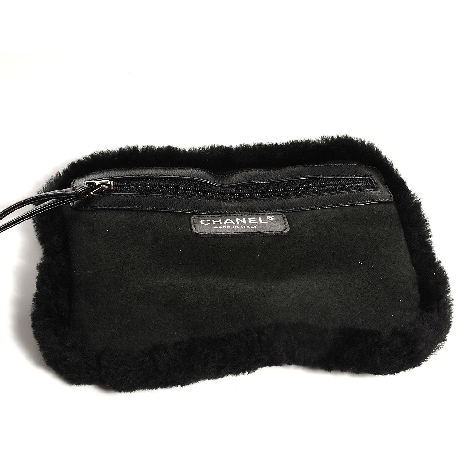 Chanel Suede Sherpa Shoulder Bag w Cosmetic Pouch Black 5 of 8
