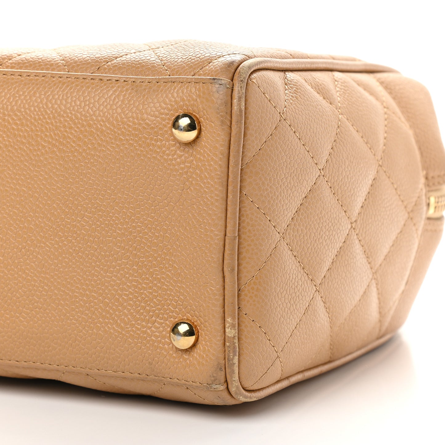 Caviar Quilted Large Bowler Bag Beige