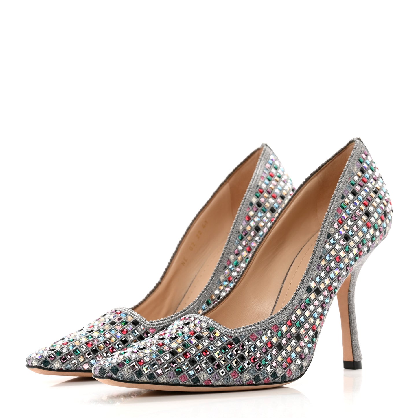 Crystal Embellished Dior Capture 100mm Pumps 41 Metal Grey