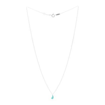 Tiffany Sterling Silver Turquoise Elsa Peretti 8mm Teardrop Pendant Necklace 3 of 4