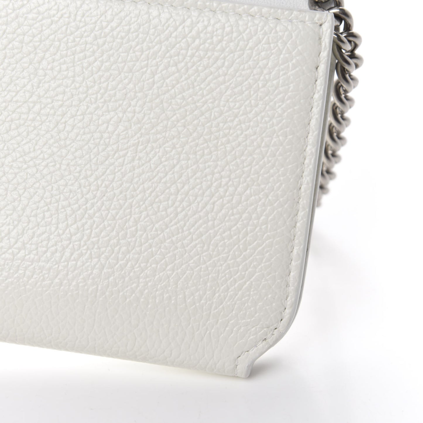 Grained Calfskin Logo Cash Phone Holder Wallet On Chain White Fluo Pink