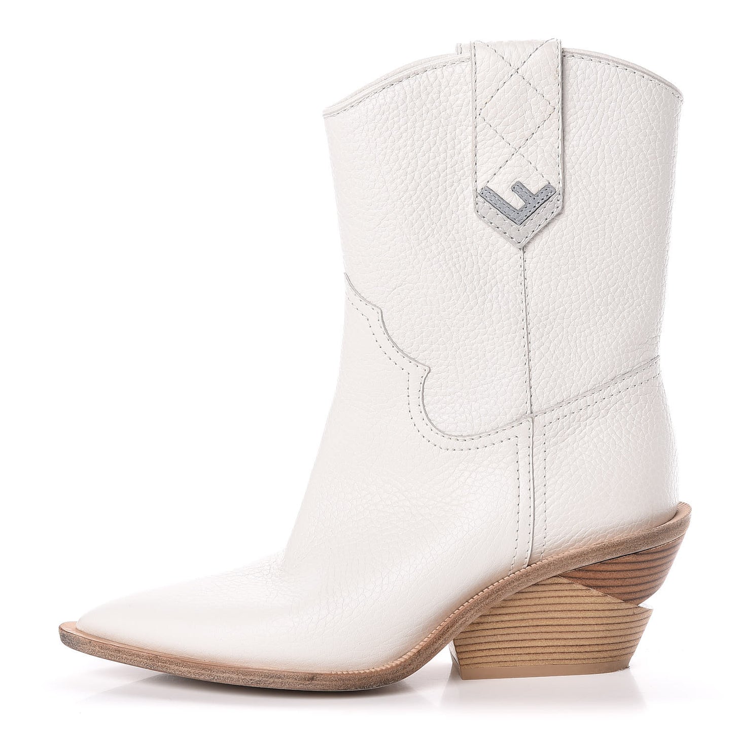 Grained Calfskin Cutwalk Ankle Boots 36.5 White