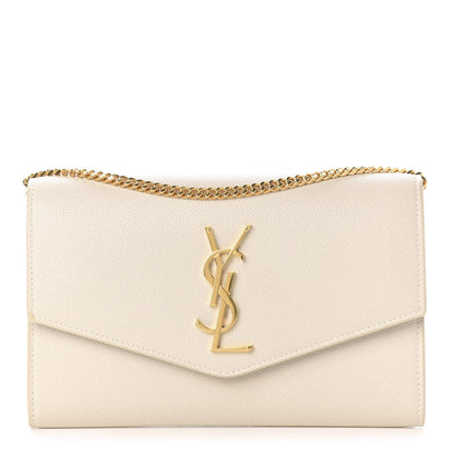 Saint Laurent Grain De Poudre Monogram Uptown Chain Wallet Dark Latte 1 of 15