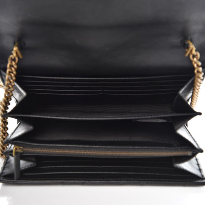 Gucci Calfskin Matelasse GG Marmont Chain Wallet Black 5 of 9