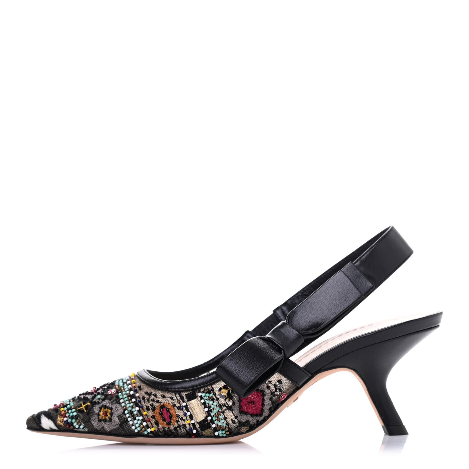 Christian Dior Embroidered Calfskin Beaded Sweet D Sling-Back Pumps 36 Multicolor 1 of 4