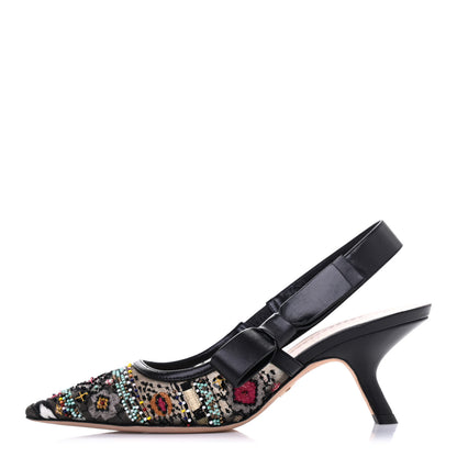 Christian Dior Embroidered Calfskin Beaded Sweet D Sling-Back Pumps 36 Multicolor 1 of 4