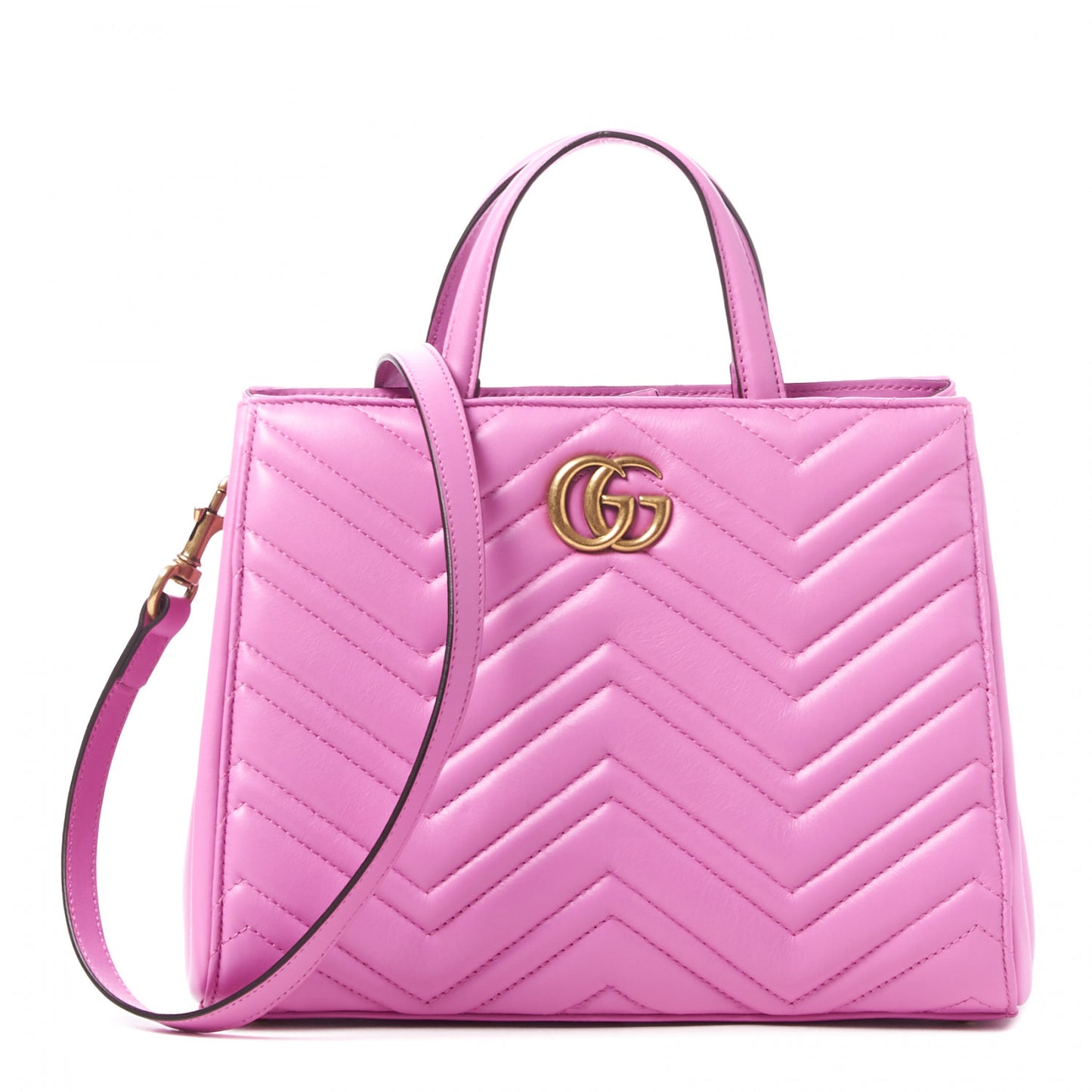 Calfskin Matelasse Small GG Marmont Tote Candy Mousse