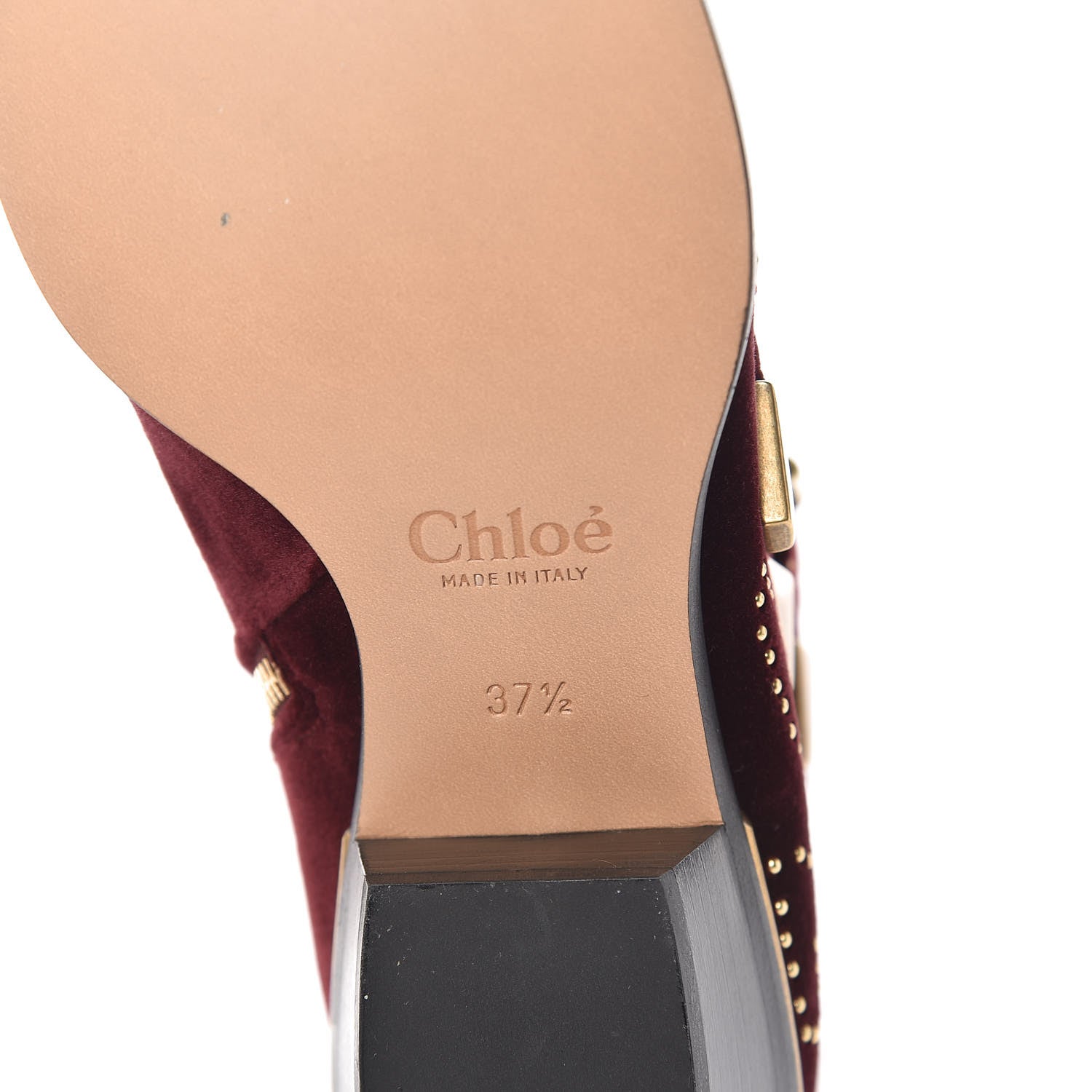 Chloe Velvet Studded Susanna Ankle Boots 37.5 Bordeaux 7 of 9