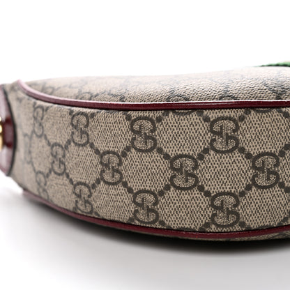 Gucci GG Supreme Monogram Textured Dollar Calfskin Small Ophidia Shoulder Bag Beige Bordeaux 9 of 11