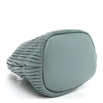 Chanel Crumpled Calfskin Coco Pleats Drawstring Bag Blue 4 of 10