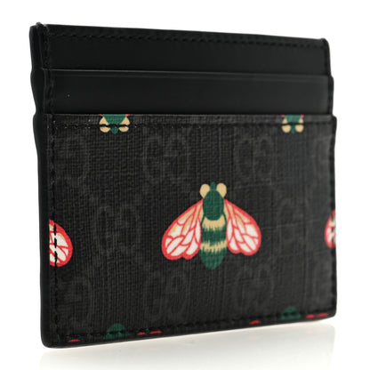 Gucci GG Supreme Monogram Bee Multicolor Appia Calfskin Card Holder Black Multicolor 3 of 6