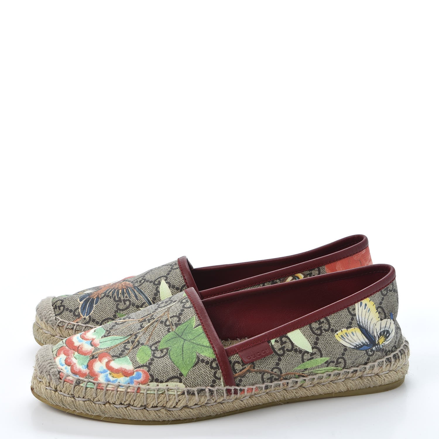 Gucci GG Supreme Monogram Tian Womens Espadrilles 38.5 Beige Multicolor Red 3 of 12