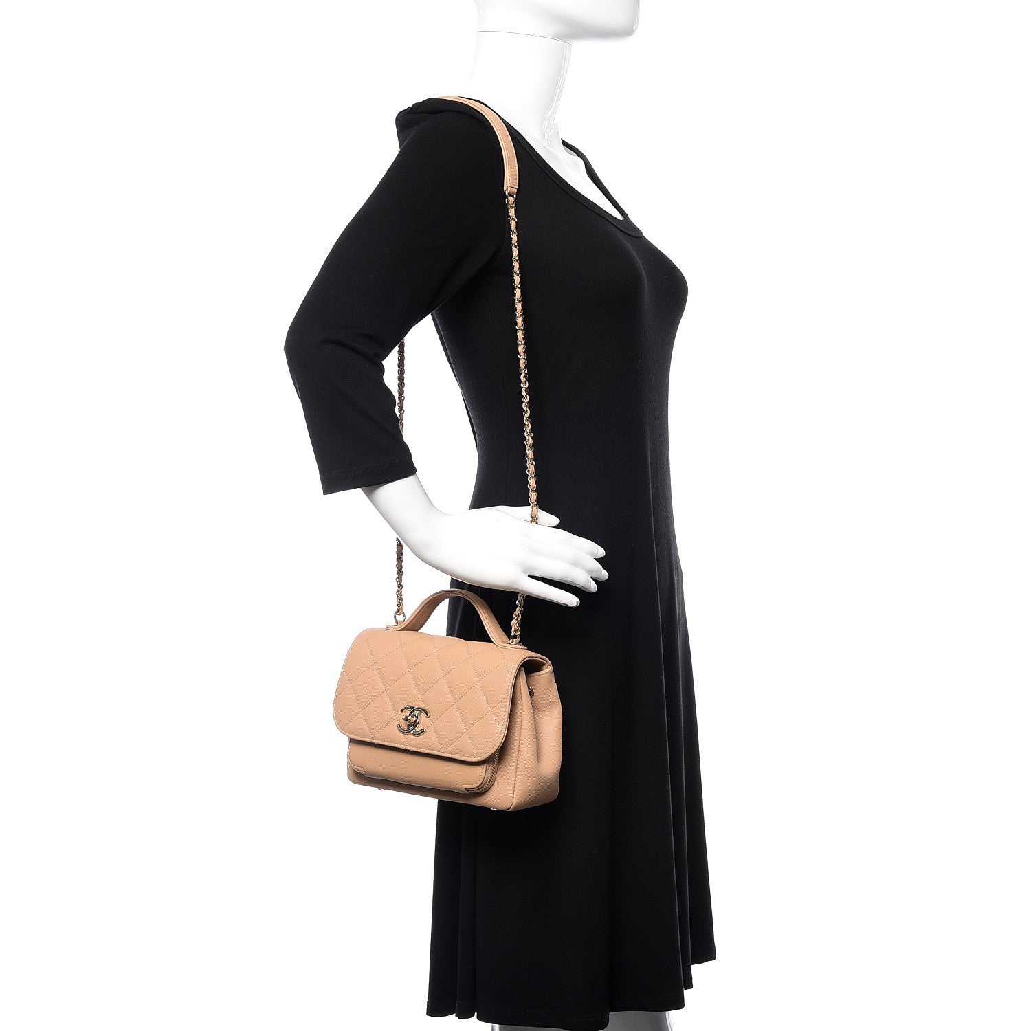 Chanel Caviar Quilted Small Business Affinity Flap Beige 2 of 12