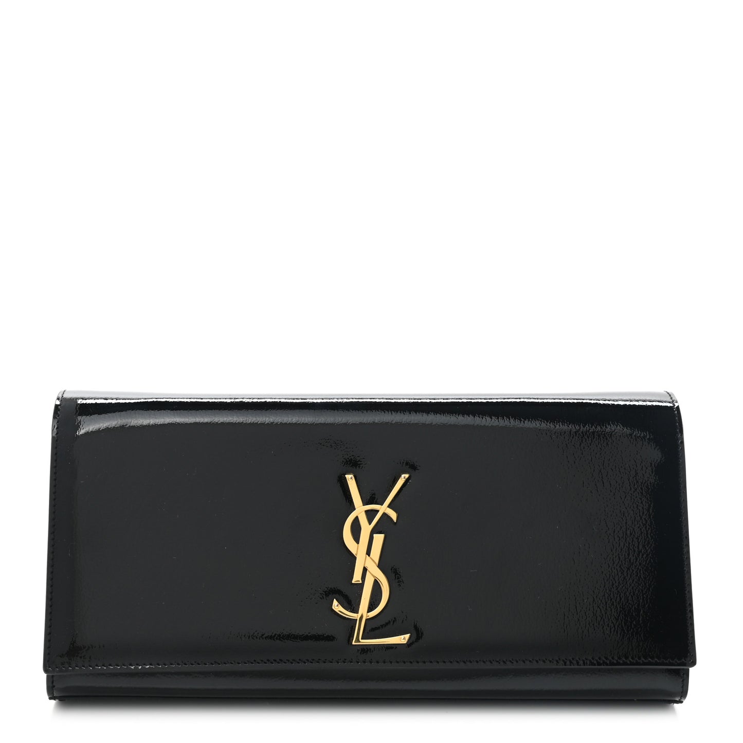 Textured Patent Classic Monogram Cassandre Clutch Black