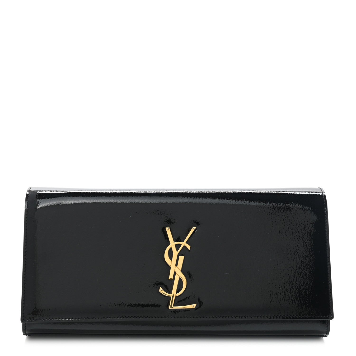 Saint Laurent Textured Patent Classic Monogram Cassandre Clutch Black 1 of 11