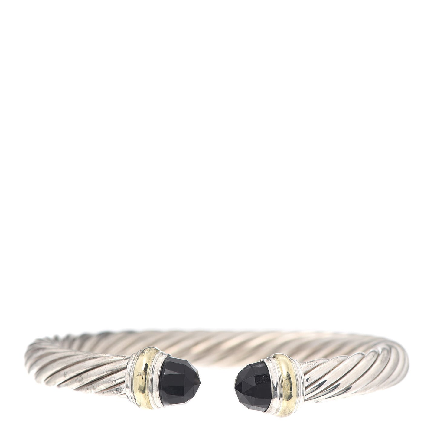 Sterling Silver 14K Yellow Gold Black Onyx 7mm Cable Classics Bracelet