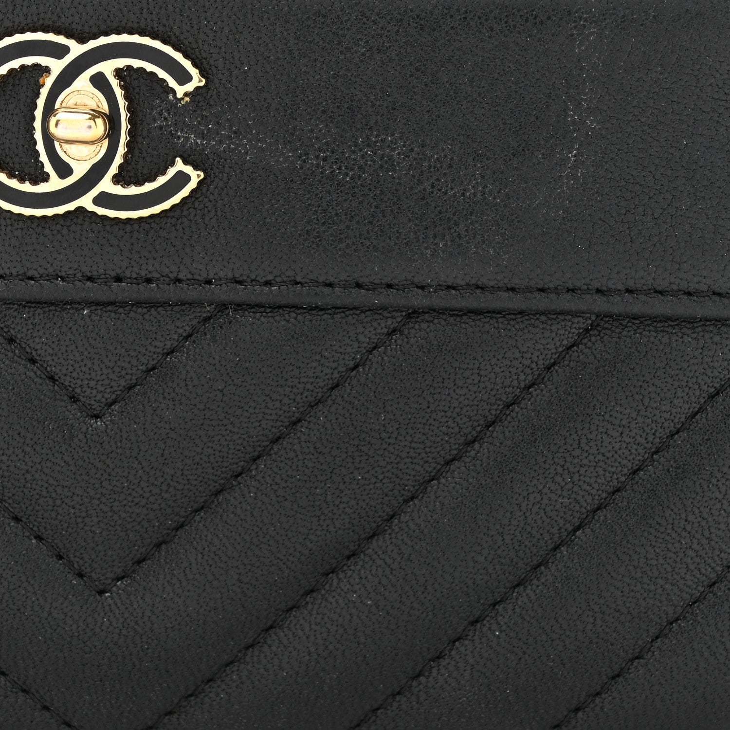 Chanel Metallic Sheepskin Chevron Quilted Small Vintage Mademoiselle Clutch With Chain Black 10 of 16