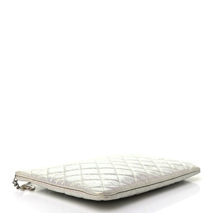 Chanel Iridescent Crumpled Calfskin CC Ripples Medium Cosmetic Case White 4 of 7