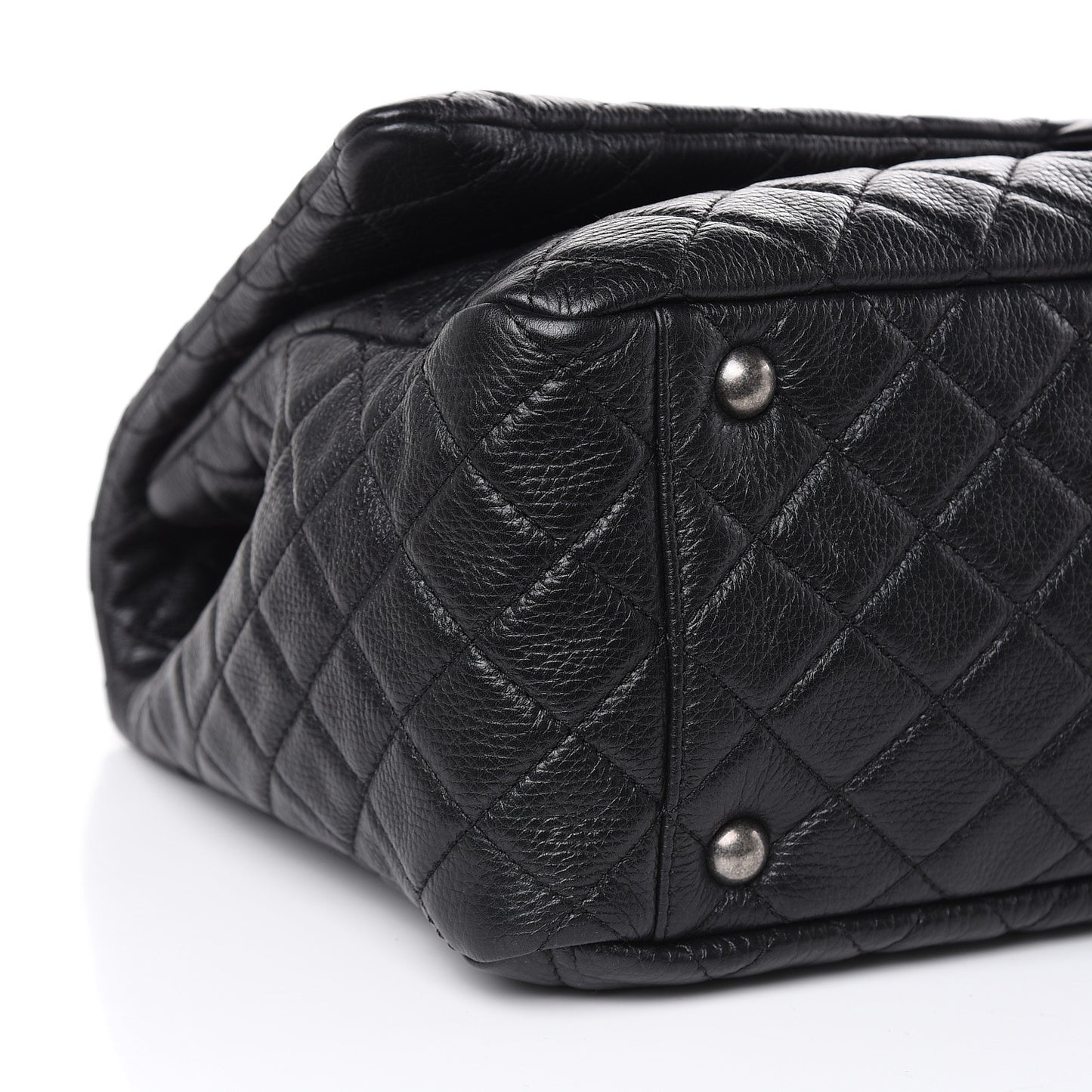 Calfskin Quilted XXL Travel Flap Bag Black