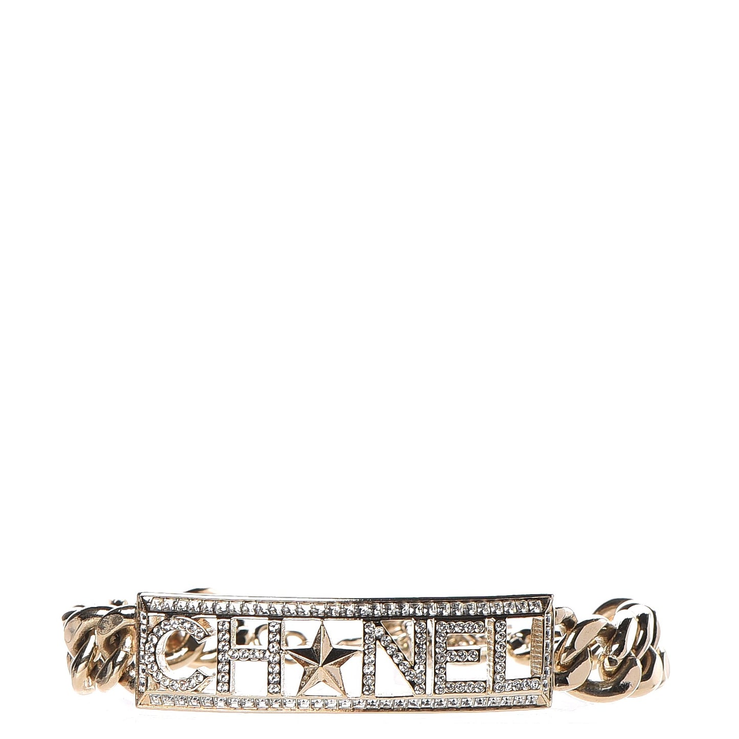 Crystal Chain Logo Bracelet Gold