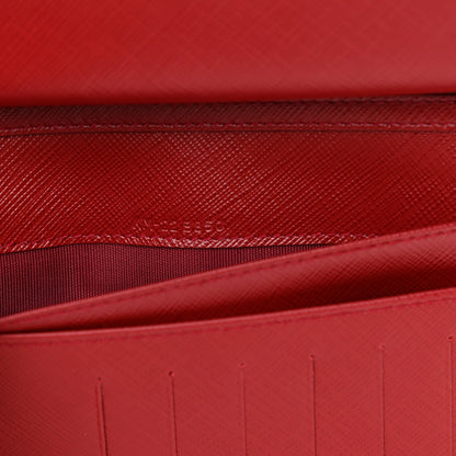 Salvatore Ferragamo Hammered Calfskin Vara Bow Chain Wallet Red 6 of 10