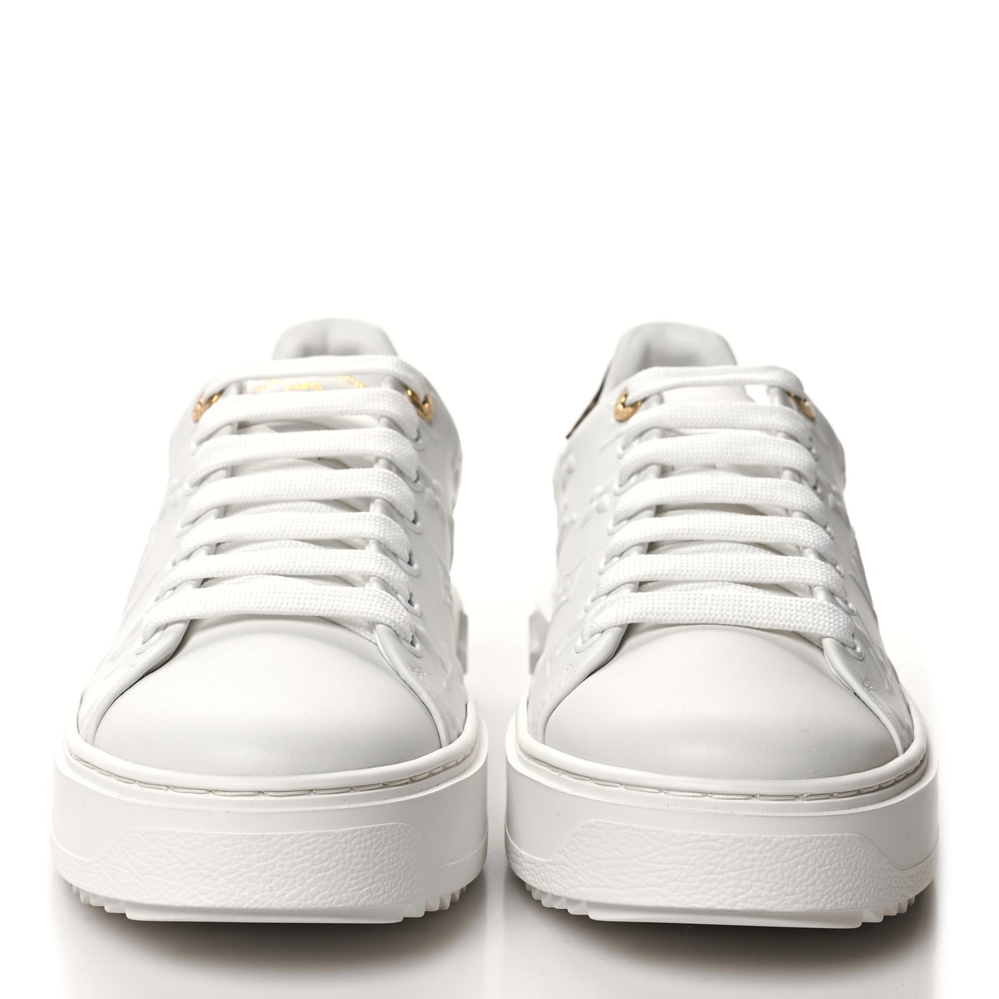Calfskin Monogram Debossed Time Out Sneakers 38 White