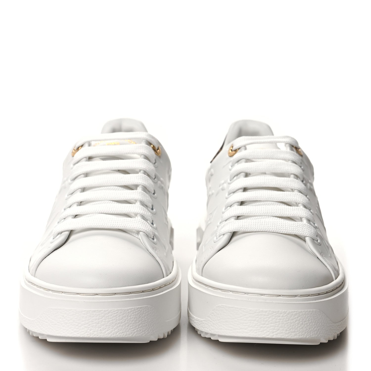 Louis Vuitton Calfskin Monogram Debossed Time Out Sneakers 38 White 2 of 8