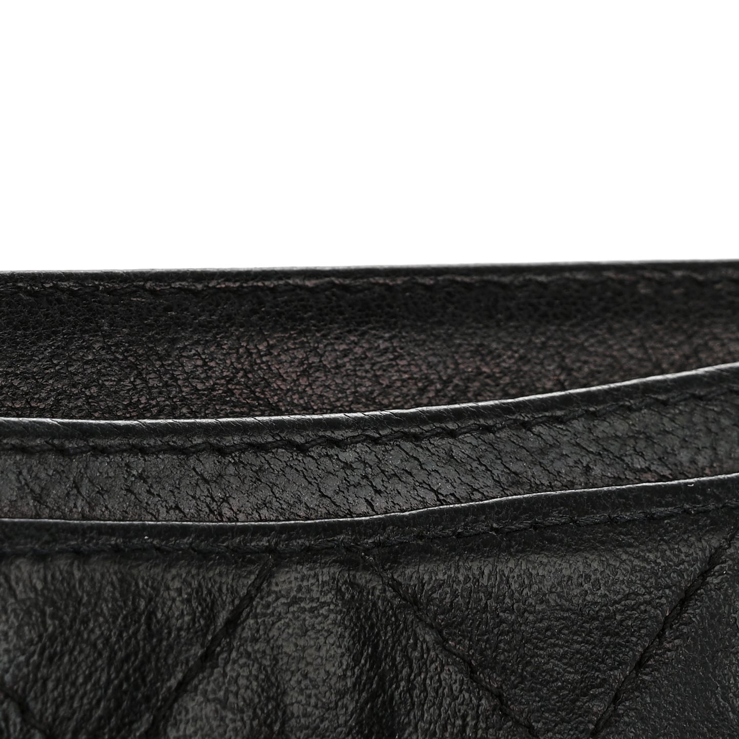 Goatskin Quilted Card Holder Black