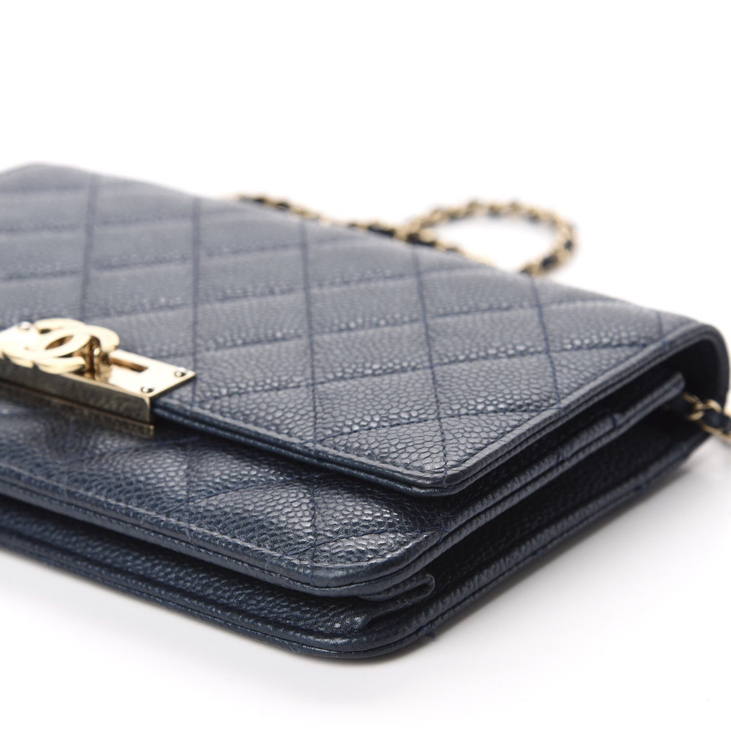 Chanel Iridescent Caviar Quilted Golden Class Wallet On Chain WOC Navy 7 of 11