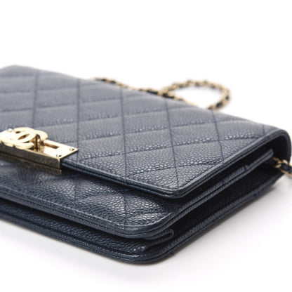Chanel Iridescent Caviar Quilted Golden Class Wallet On Chain WOC Navy 7 of 11